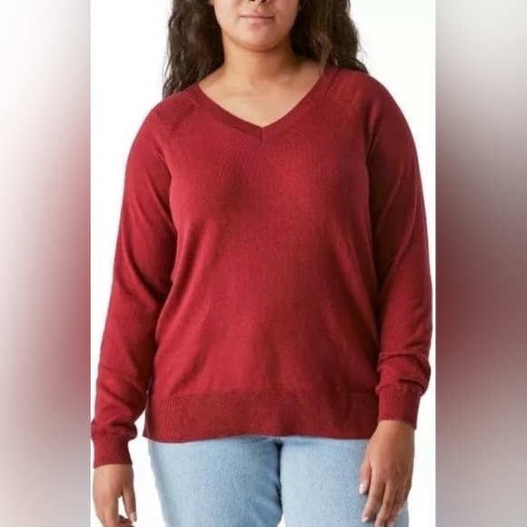Lucky Brand Sweaters - Lucky Brand Long Sleeves V Neck Sweater Size XXL Pomegranate Color New